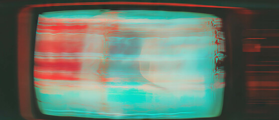 Poster - Distorted analog television screen with magnetic interference and wavy lines