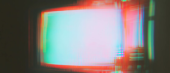 Poster - Overlay texture simulating analog TV screen distortion with color bleed against dark background