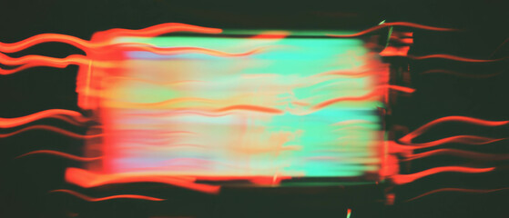 Poster - Magnetic distortion overlay on an analog TV screen reveals wavy patterns in vibrant colors