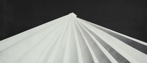 Poster - Angular paper folds creating a striking geometric design against a black background