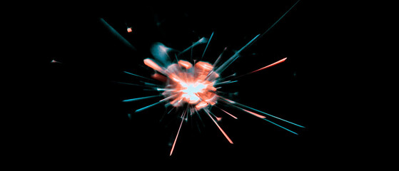 Poster - Angular triangular spark texture creating a dynamic visual effect against a black background