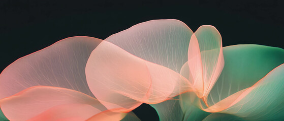 Poster - Botanical illustration of delicate petals against a black background in scientific style