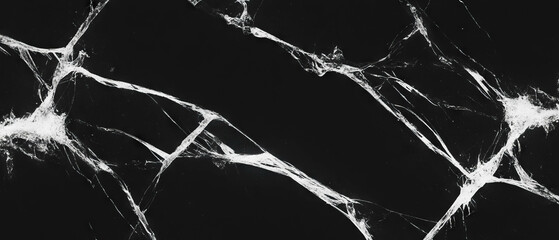 Poster - Overlay texture of broken glass with spiderweb cracks against a black background