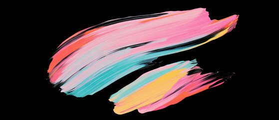 Poster - Vibrant acrylic brushstrokes create a smooth texture against a black background