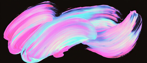 Poster - Vibrant acrylic brushstrokes create an abstract design over a black background