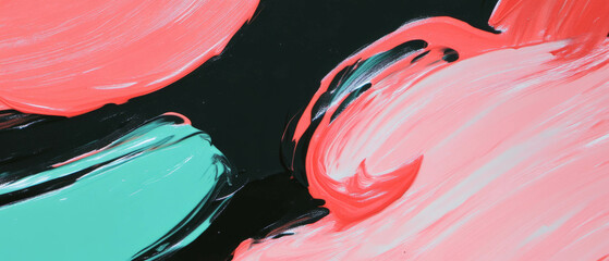 Poster - Bold brushstrokes create expressive texture against a deep black background in vibrant colors