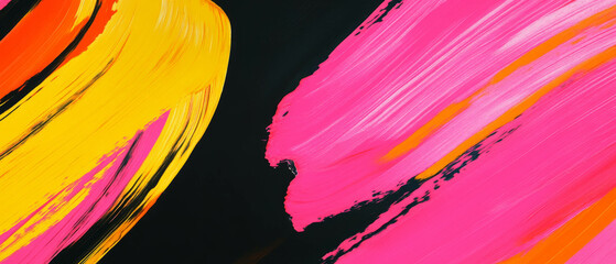 Poster - Bold brushstrokes create a vibrant abstract texture on dark background