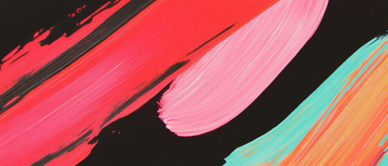 Poster - Expressive brushstrokes in vibrant colors against a bold black background