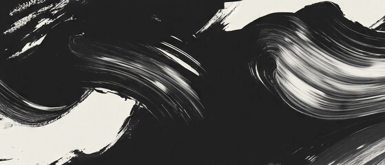 Poster - Brushstroke texture with detailed dry brush and ink effect on a black background