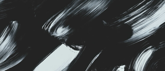 Poster - Brushstrokes create a dynamic fan brush texture on a black background for artistic expression