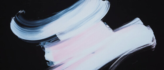 Poster - Brushstrokes of light colors create a soft contrast on a dark background in artistic expression