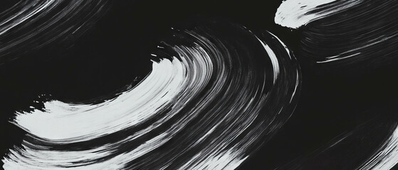 Poster - Brushstroke texture creates dynamic art on a solid black background