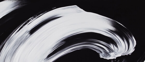 Poster - Brushstrokes creating a textured overlay on a deep black background with subtle details