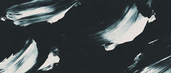Poster - Dynamic brushstroke overlay texture on a black background showcasing varied shapes and sizes