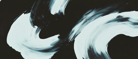 Poster - Expressive black background overlay featuring dynamic brushstroke textures of varying thickness