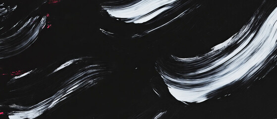 Poster - Dynamic brushstroke texture on a black background with expressive variations in thickness