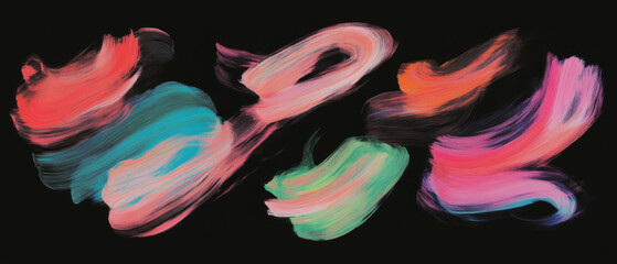 Poster - Brushstrokes of vibrant colors create an energetic backdrop on black