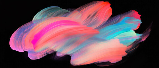 Poster - Vibrant brushstrokes create a mesmerizing explosion of colors against a black background
