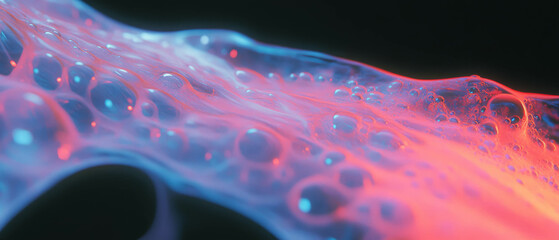 Poster - Close-up view of colorful bubbles showcasing intricate texture against a black background