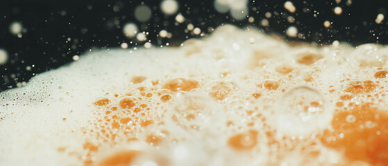 Aufkleber - Bubbles softly landing on a surface creating a delicate texture against a black background
