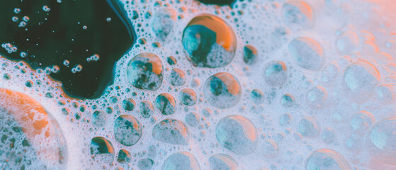 Poster - Bubbles form intricate textures on a deep black background, highlighting sharp details