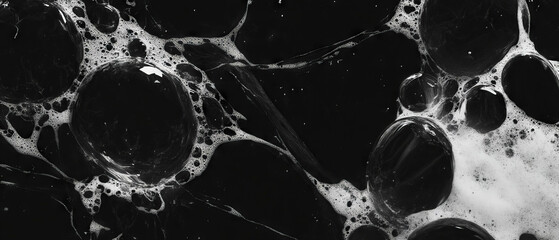 Poster - Bubbles create intricate patterns in textured overlay against a black background