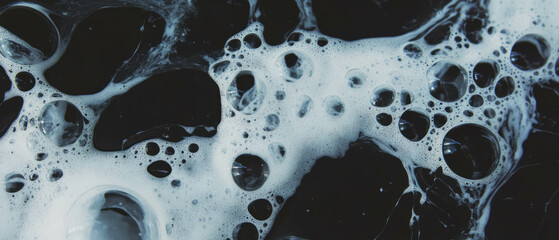 Poster - Complex patterns formed by overlapping bubbles on a black background creating texture and intrigue