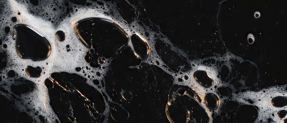 Poster - Bubbles create an abstract composition on a dark background with intricate details