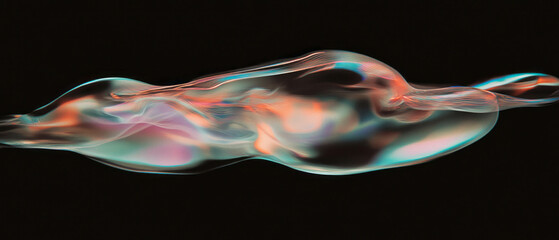 Poster - Distorted reflections of bubbles in an abstract artistic style on a black background