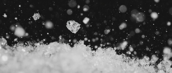 Poster - Frozen bubbles with ice crystals create a winter wonderland on a dark background