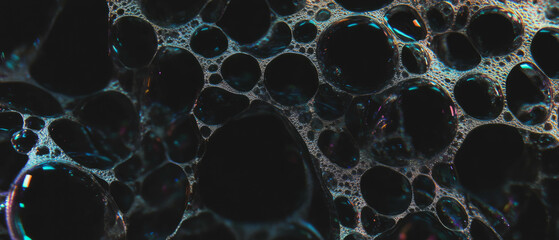 Poster - Beautiful overlay texture of colorful bubbles with highlights and shadows against a dark background