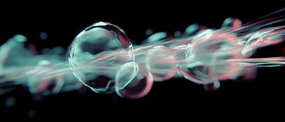 Poster - Dynamic motion blur of bubbles created with long exposure against a black background