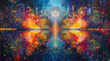 Poster - Visionary abstract art exploring connection through technology and digital communication