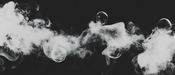 Aufkleber - Mysterious bubbles filled with smoke create a surreal atmosphere against a dark backdrop