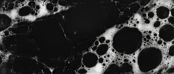 Aufkleber - Delicate bubbles with thin film create intricate textures against a black background