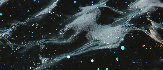 Poster - Delicate bubbles floating on a thin film against a dark background exhibiting fragility