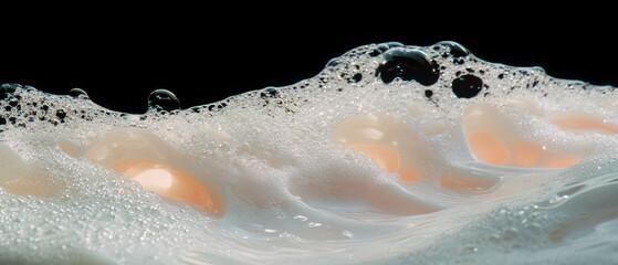 Aufkleber - Bubbles create a beautiful overlay texture with water droplets on a black background