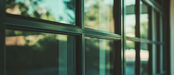 Poster - Clean window providing a clear view of outdoor scenery against a black background