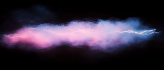 Aufkleber - Colored smoke with lightning bolts creates an electric atmosphere against a dark background
