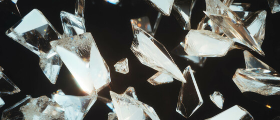 Aufkleber - Concentric broken glass texture with central empty space on a black background
