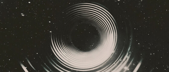 Poster - Concentric circular dust patterns radiate from a central empty space against a dark backdrop