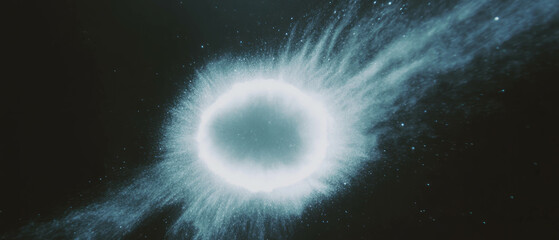 Aufkleber - Concentric dust radiates light from a central void on a dark canvas of space