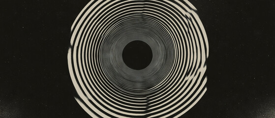 Poster - Concentric film grain patterns create a radiating texture against a black background