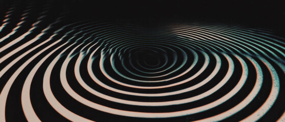 Poster - Concentric film grain patterns create dynamic texture on a black background