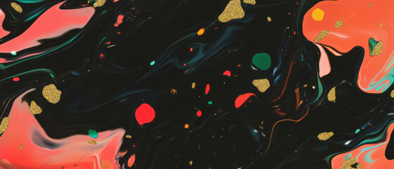 Poster - Celebrate with colorful confetti patterns on a dark artistic backdrop for festivities