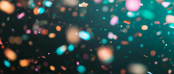Aufkleber - Dynamic confetti overlay texture with blurred motion and golden effects on a dark background