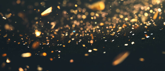 Poster - Confetti overlay texture with realistic lighting on a dark background creates a festive atmosphere