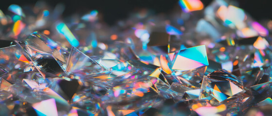 Poster - Confetti texture overlay with detailed focus on vibrant colors against a dark background
