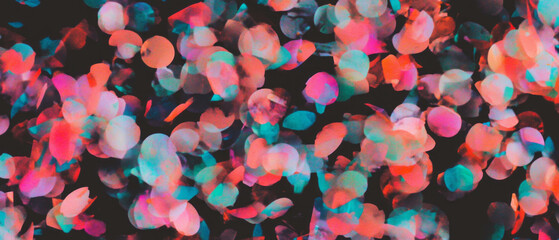 Poster - Vibrant confetti overlay texture with transparent background on black backdrop for festive designs