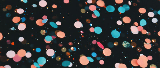 Poster - Colorful confetti texture overlay with transparent background on dark surface